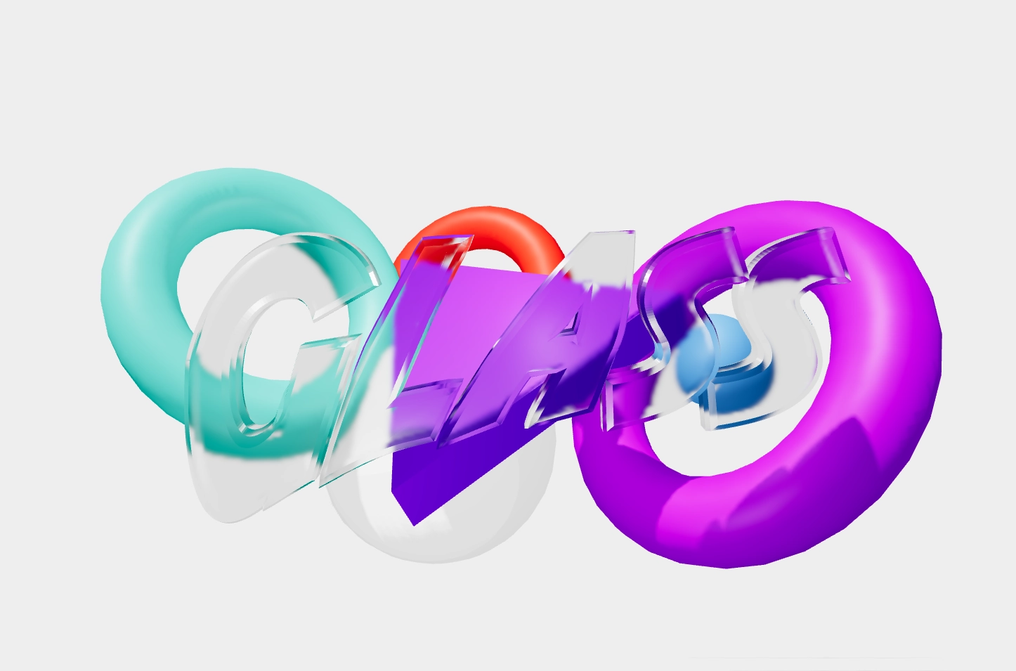 Стеклянный 3D Текст с Преломлением